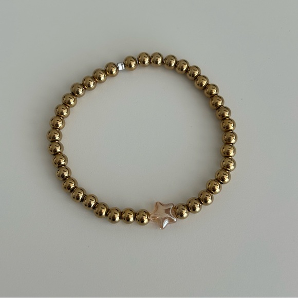 Stainless Steel Gold Bead Stretch Bracelet - Picture 4 of 11